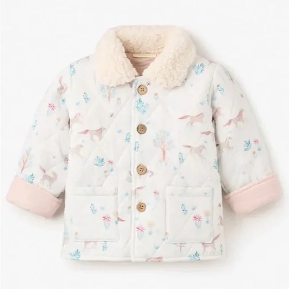 Elegant Baby Pony Meadow Organic Muslin Quilted Jacket 9-12 Months - Picture 3 of 17